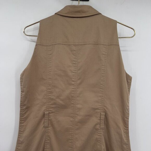 Burberry Beige Gabardine Double Breasted Lined Midi Sleeveless Dress Women's 12 - Picture 6 of 13